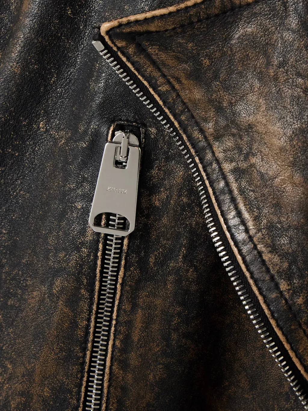 Long-Sleeved Leather Jacket