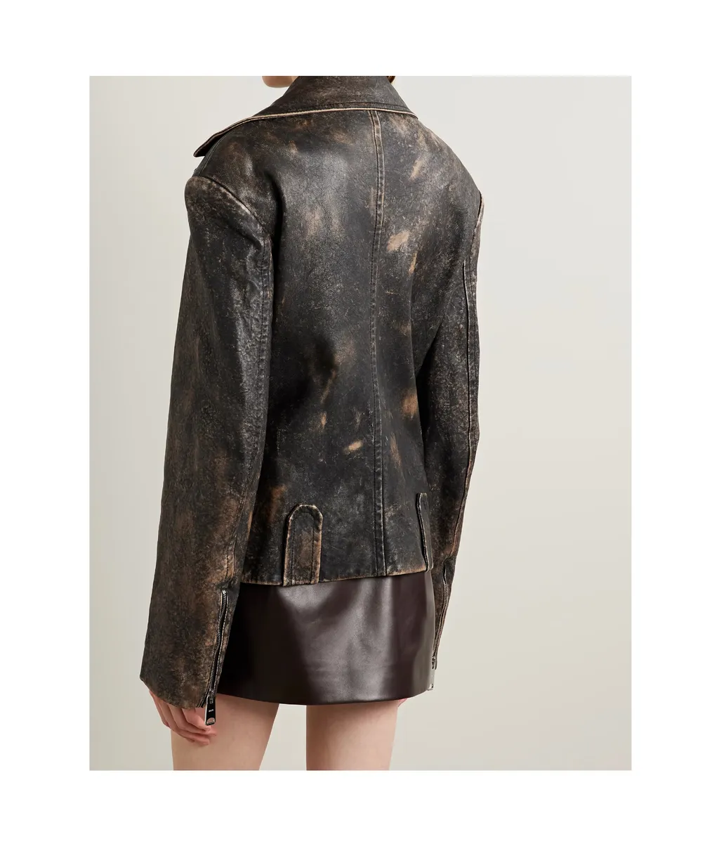 Long-Sleeved Leather Jacket