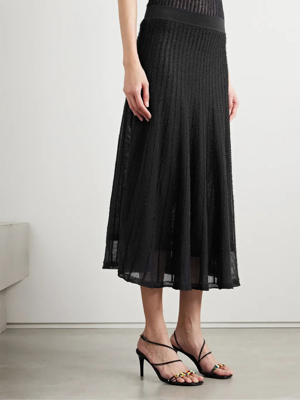Dawn Pointelle-Knit Midi Skirt