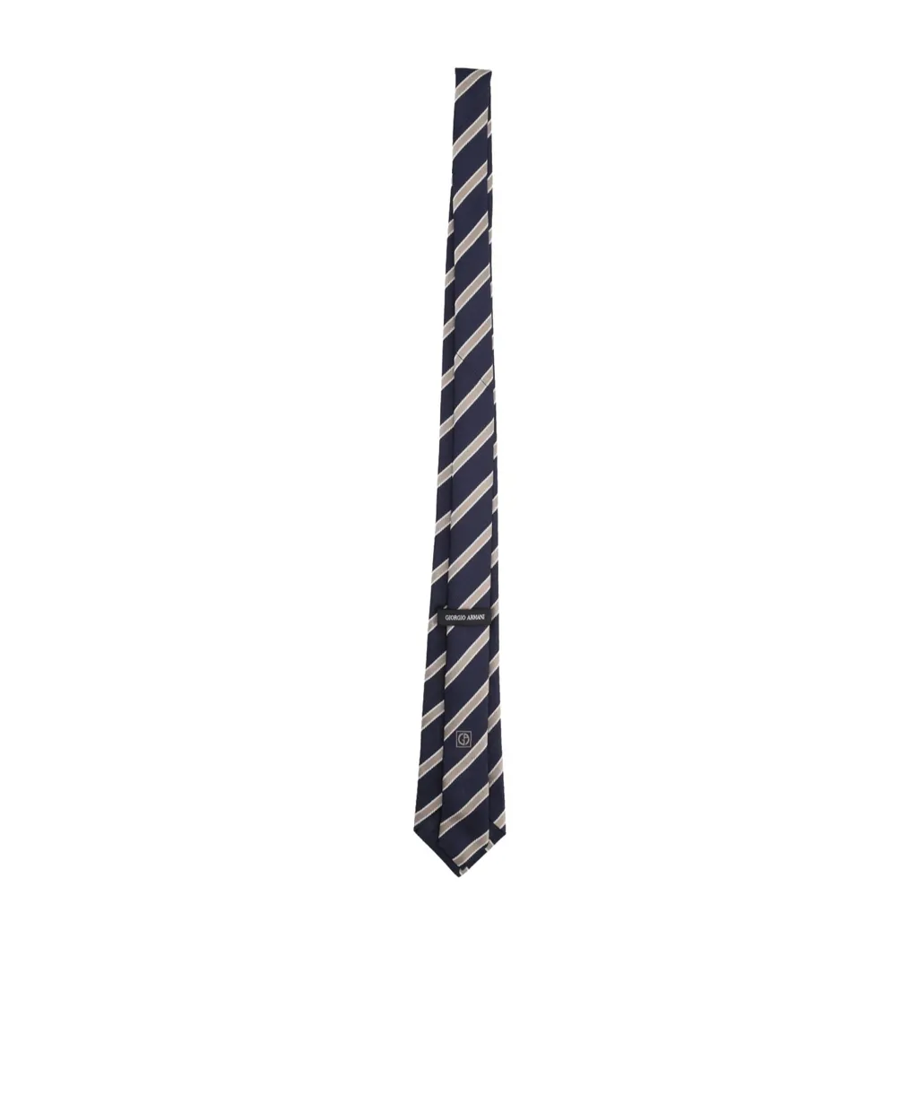 Giorgio Armani Logo Patch Striped Tie