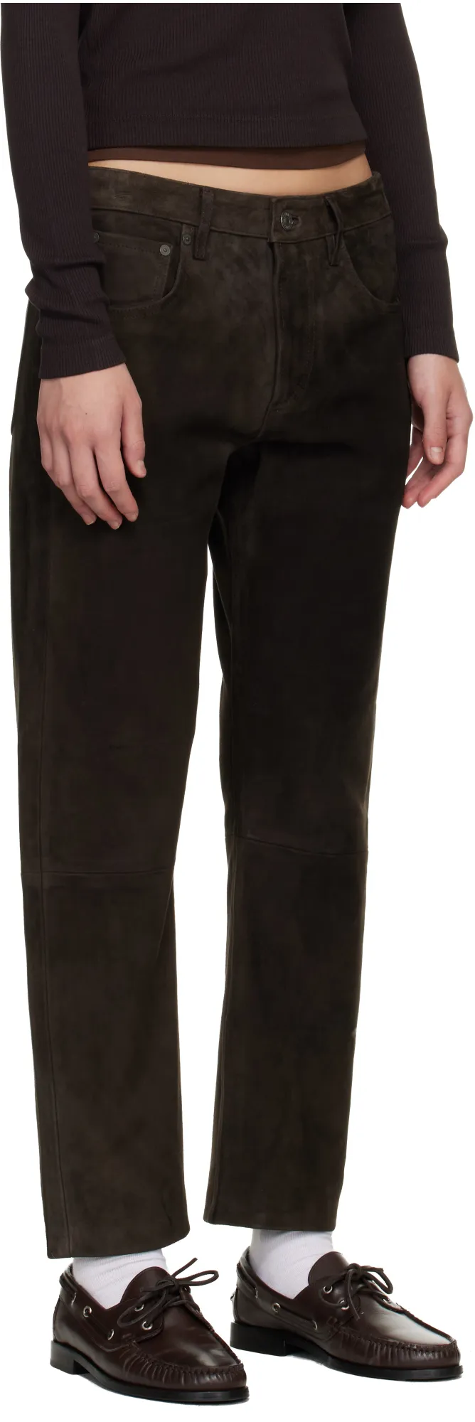 Winslow Suede Straight-Leg Pants
