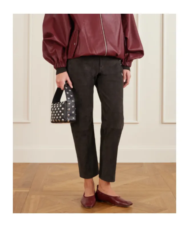 Winslow Suede Straight-Leg Pants