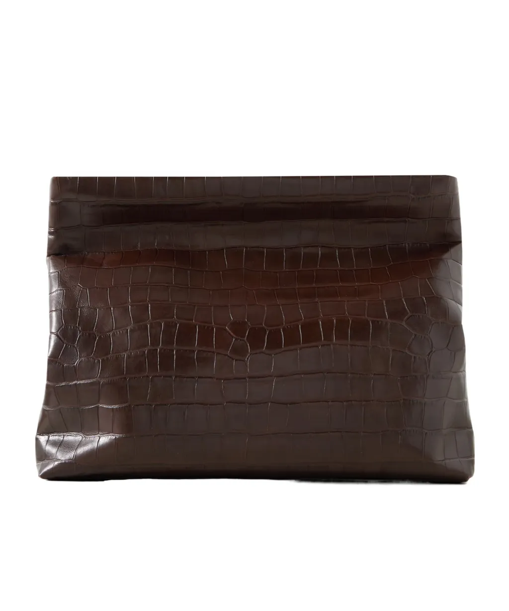 Jerry Crocodile-Patterned Leather Clutch