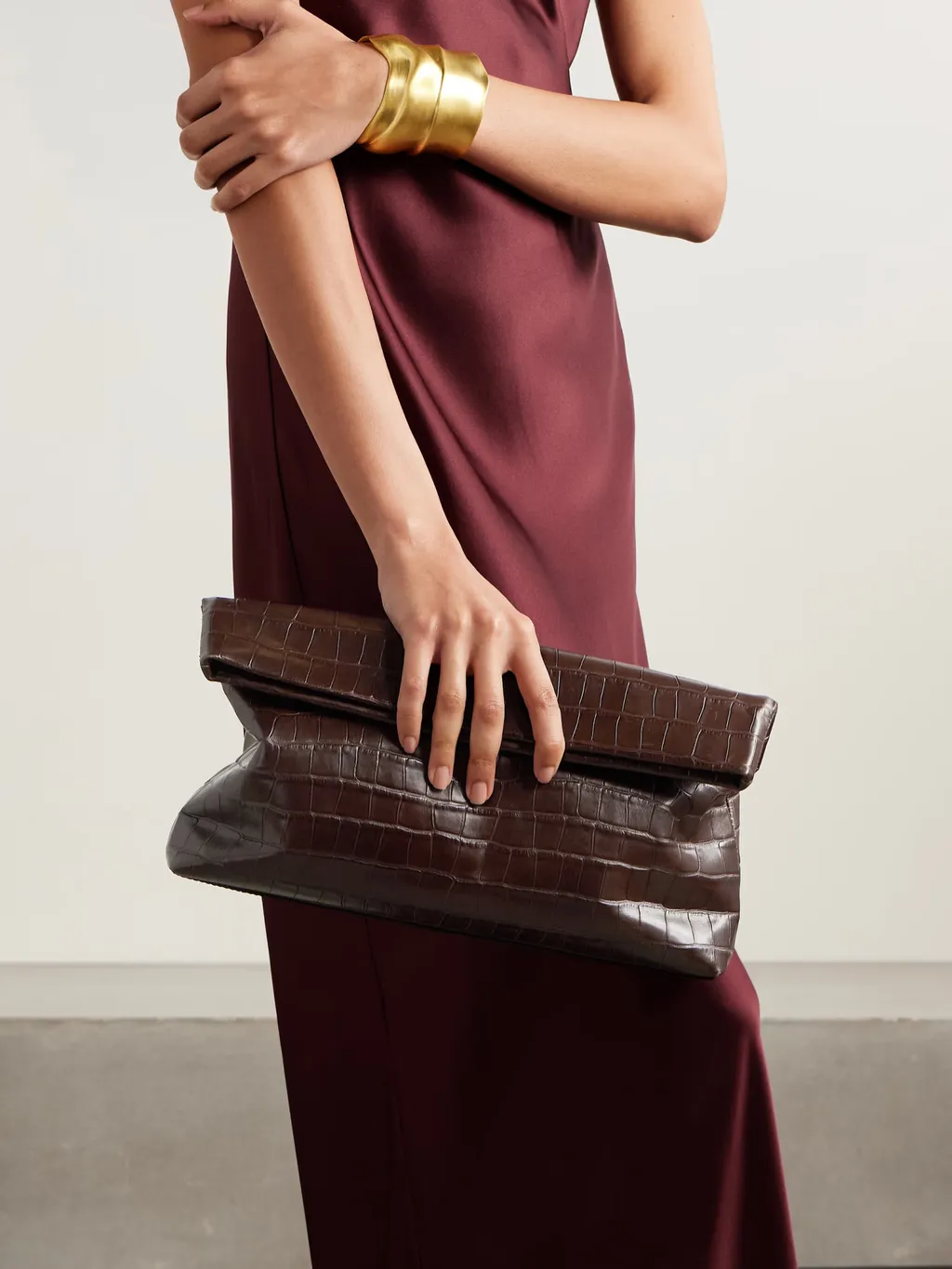 Jerry Crocodile-Patterned Leather Clutch