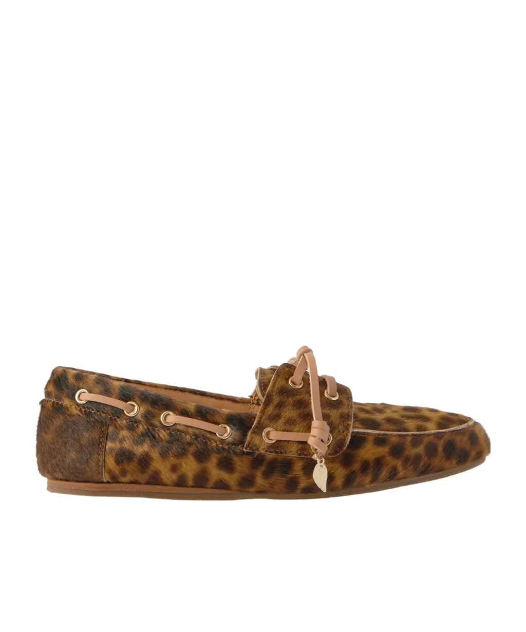 Pliaria Leopard-Print Leather-Trimmed Calf Hair Boat Shoes