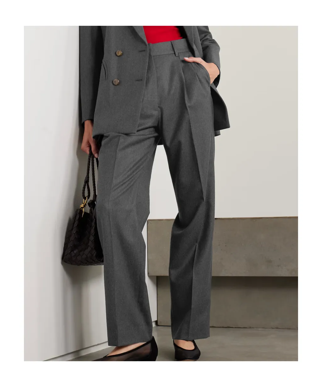 Fox Pleated Wool-Twill Straight-Leg Pants