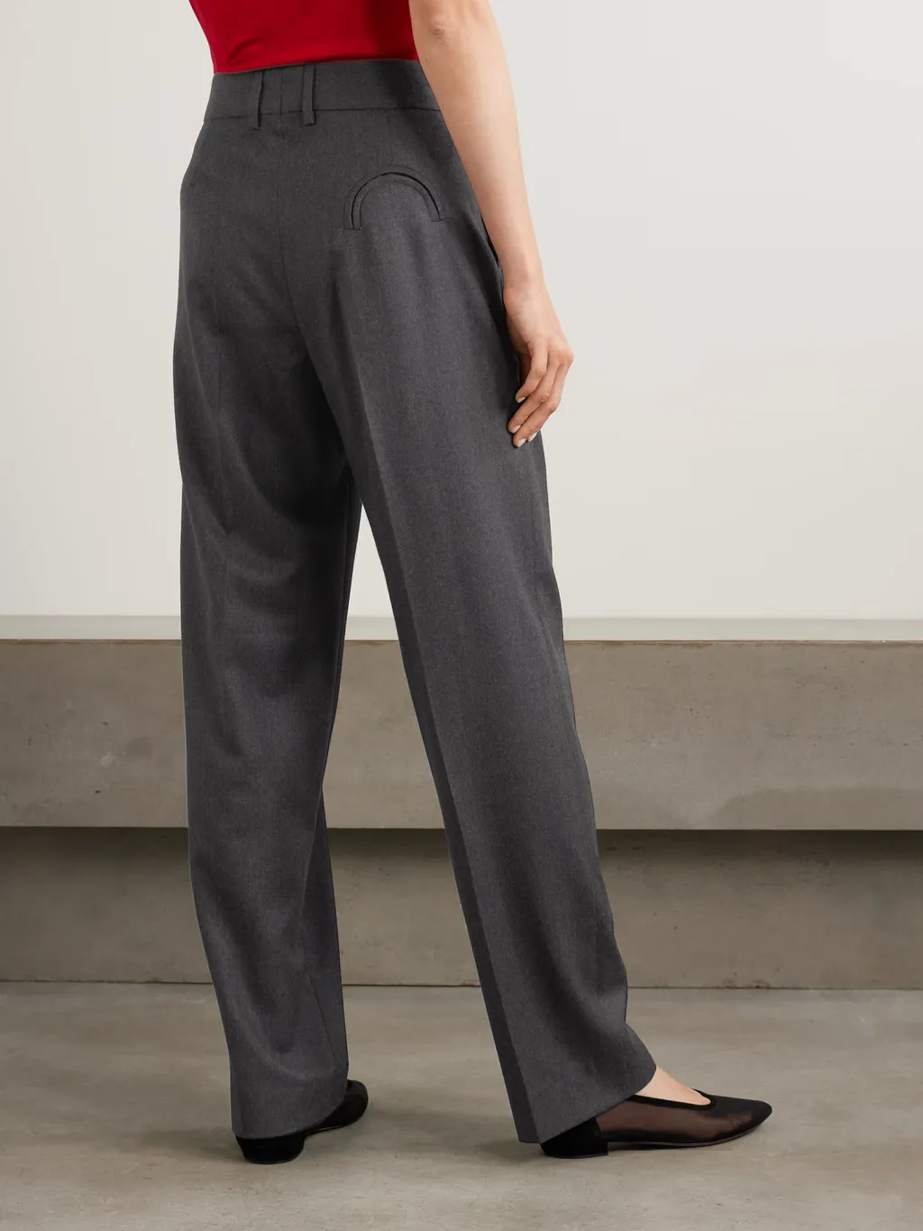 Fox Pleated Wool-Twill Straight-Leg Pants