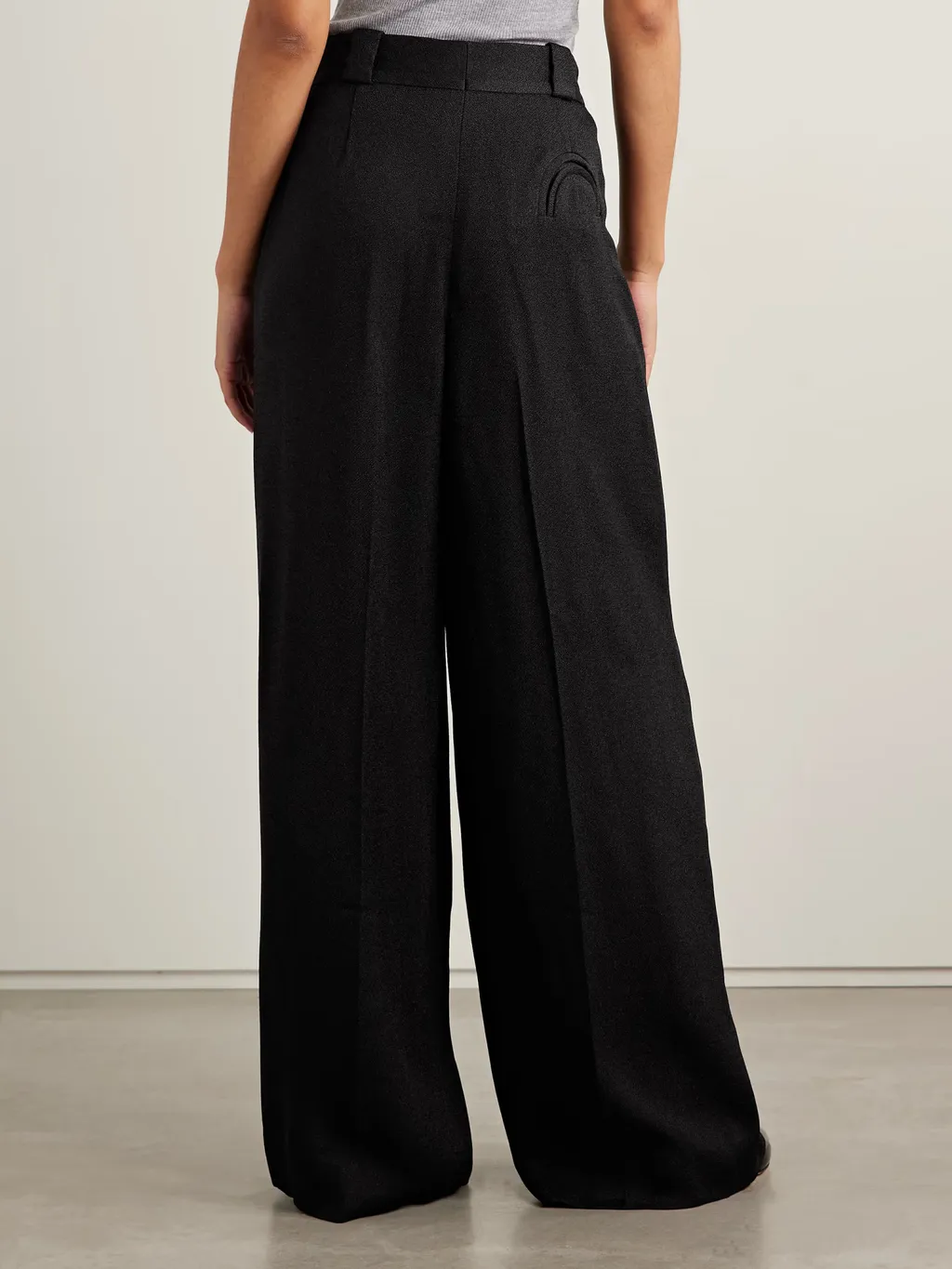 Husi Pleated Crepe Straight-Leg Pants