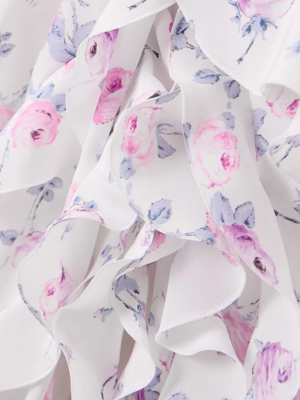 Ruffled Floral-Print Silk-Satin Gown