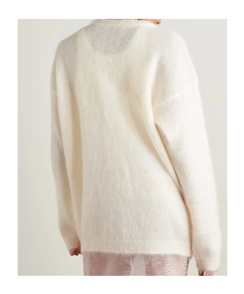 Embroidered Pointelle-Knit Mohair-Blend Cardigan