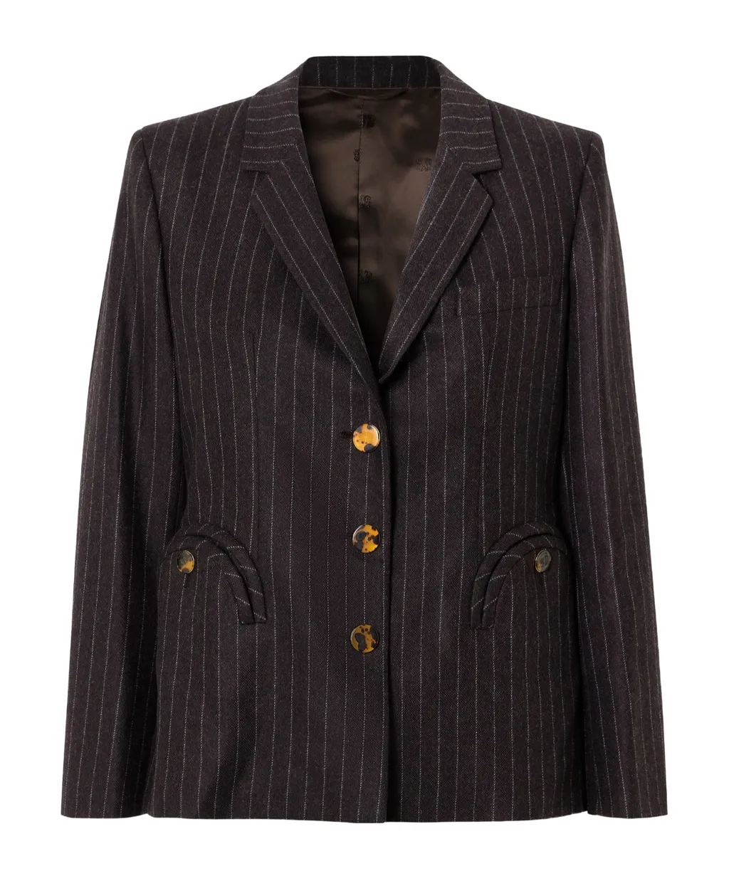 Akira Pinstriped Wool And Cashmere-Blend Blazer