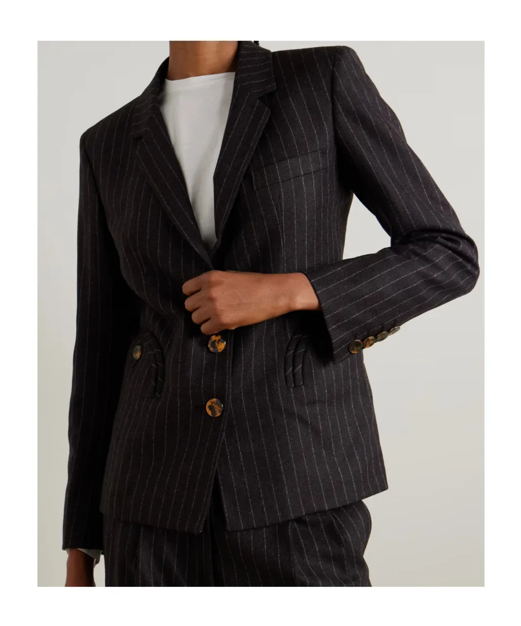 Akira Pinstriped Wool And Cashmere-Blend Blazer