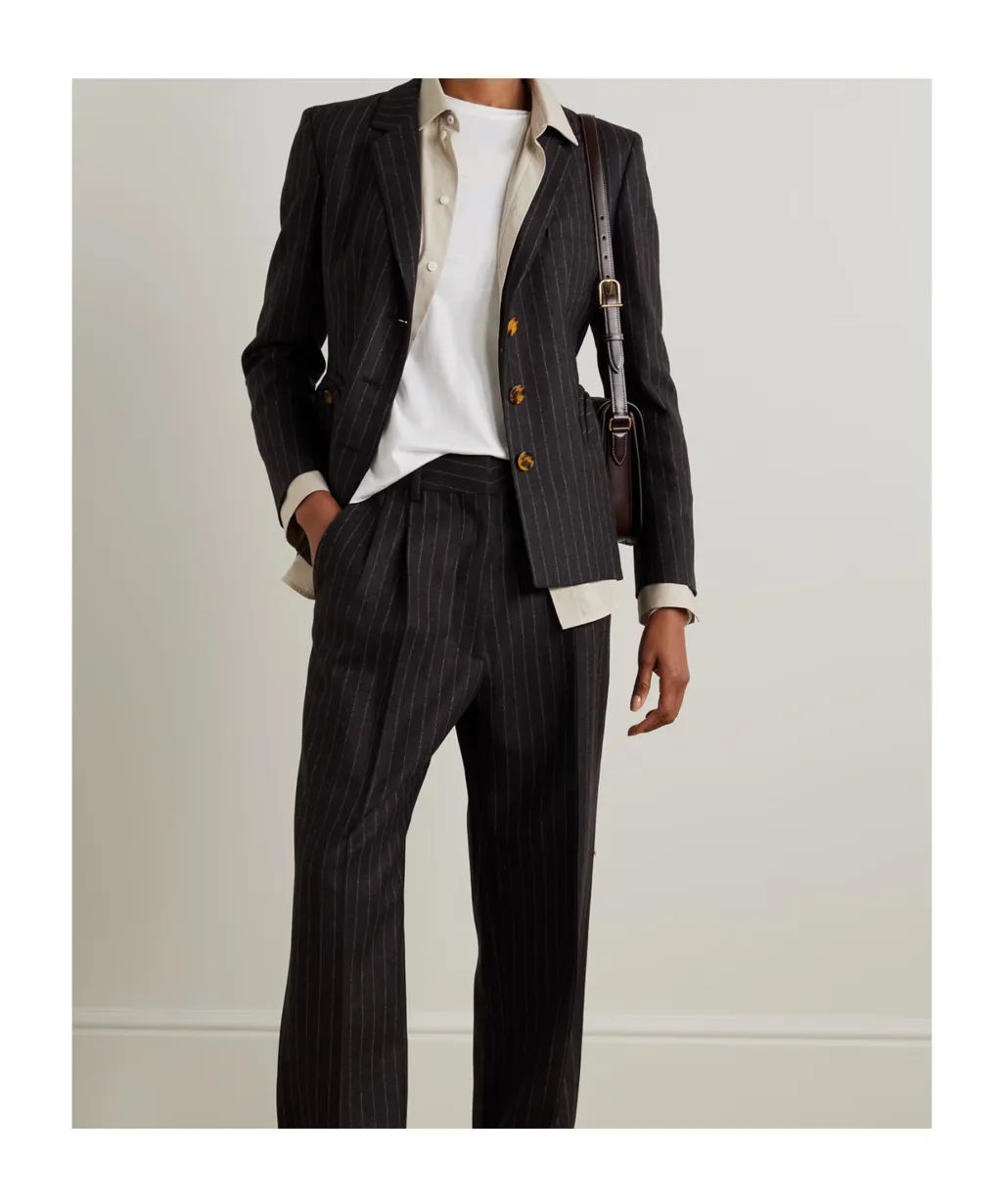 Akira Pinstriped Wool And Cashmere-Blend Blazer
