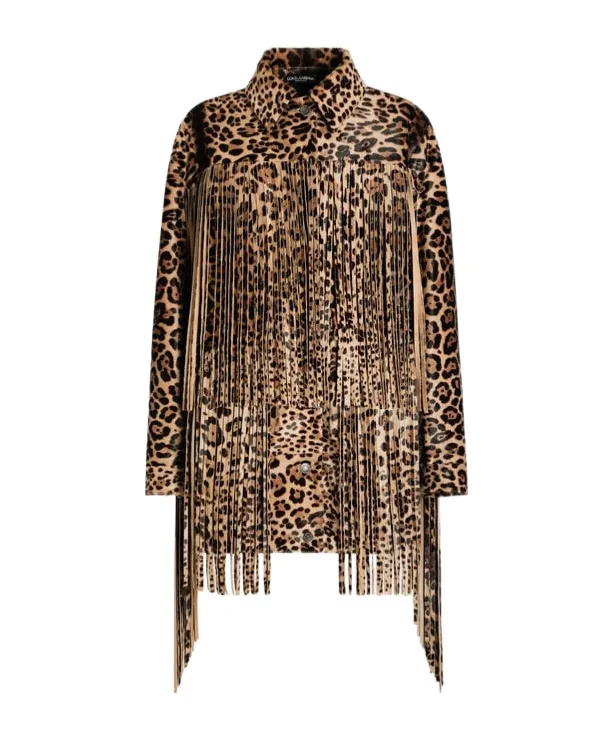 Leopard-Print Fringe Coat