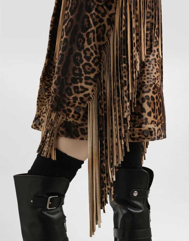 Leopard-Print Fringe Coat