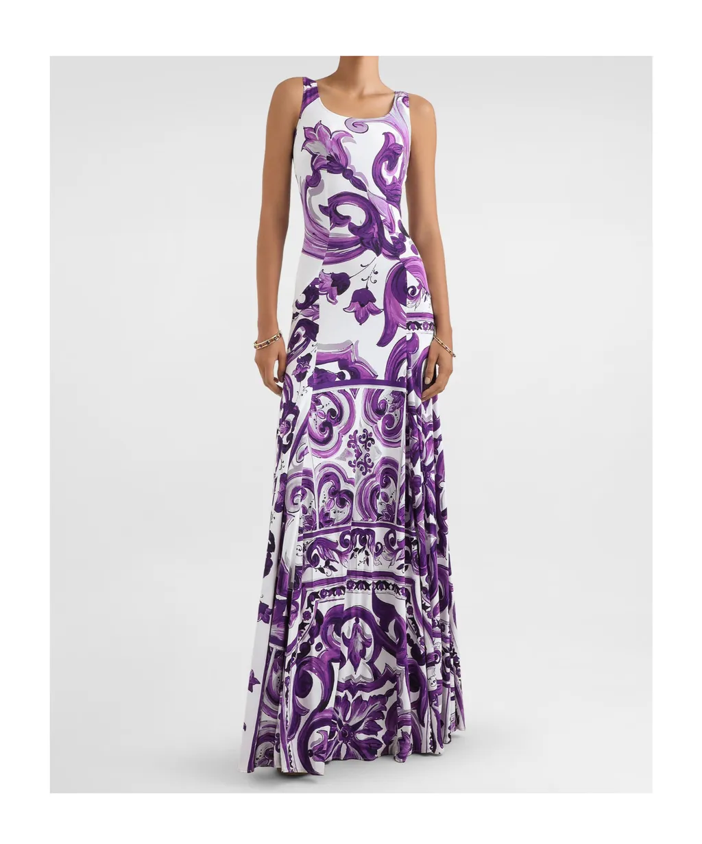 Maiolica-Print Midi Dress
