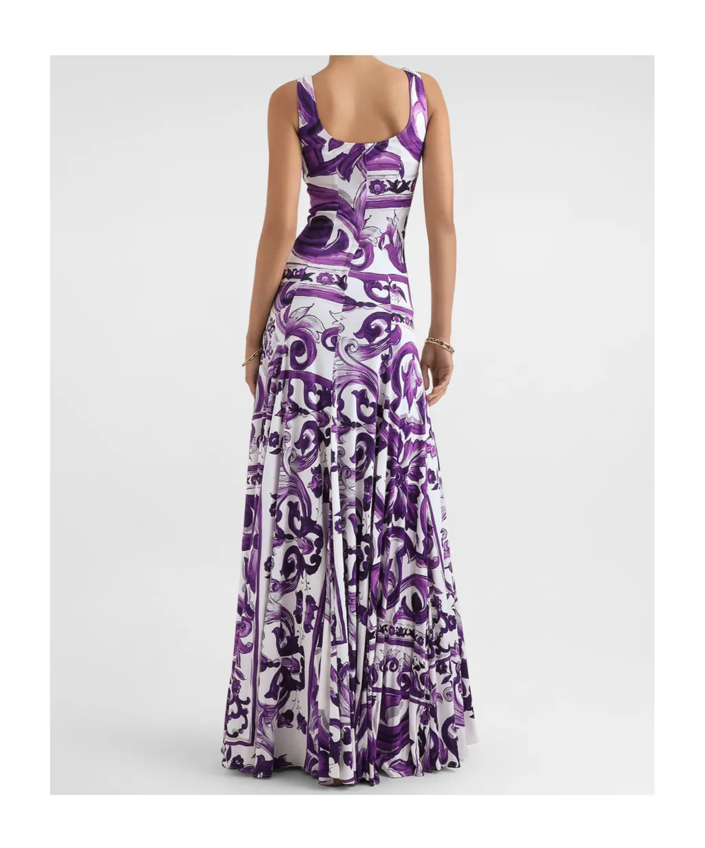 Maiolica-Print Midi Dress