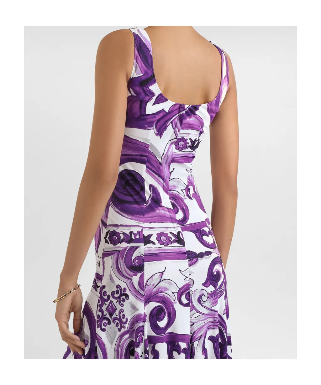 Maiolica-Print Midi Dress