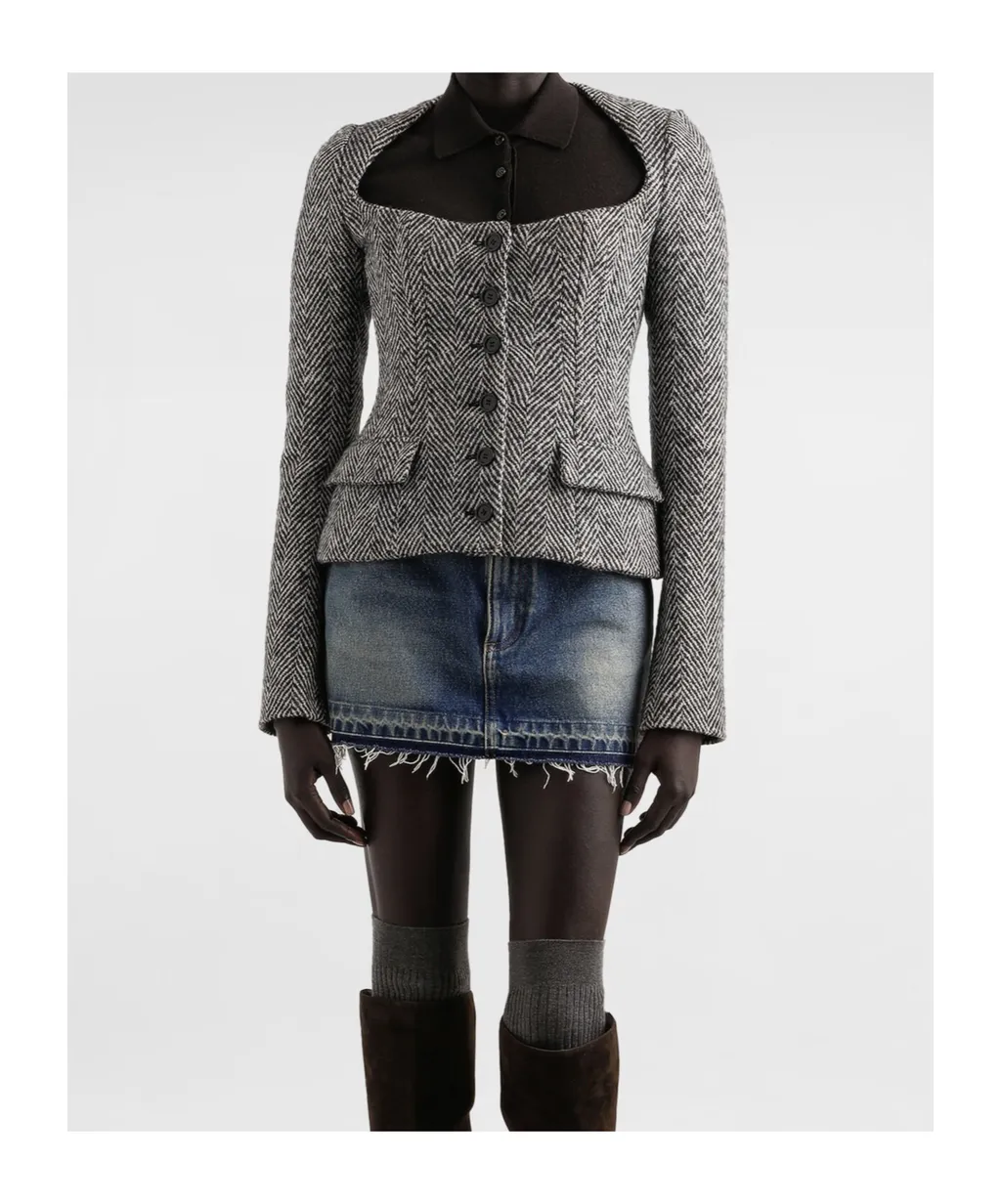 Herringbone-Pattern Jacket