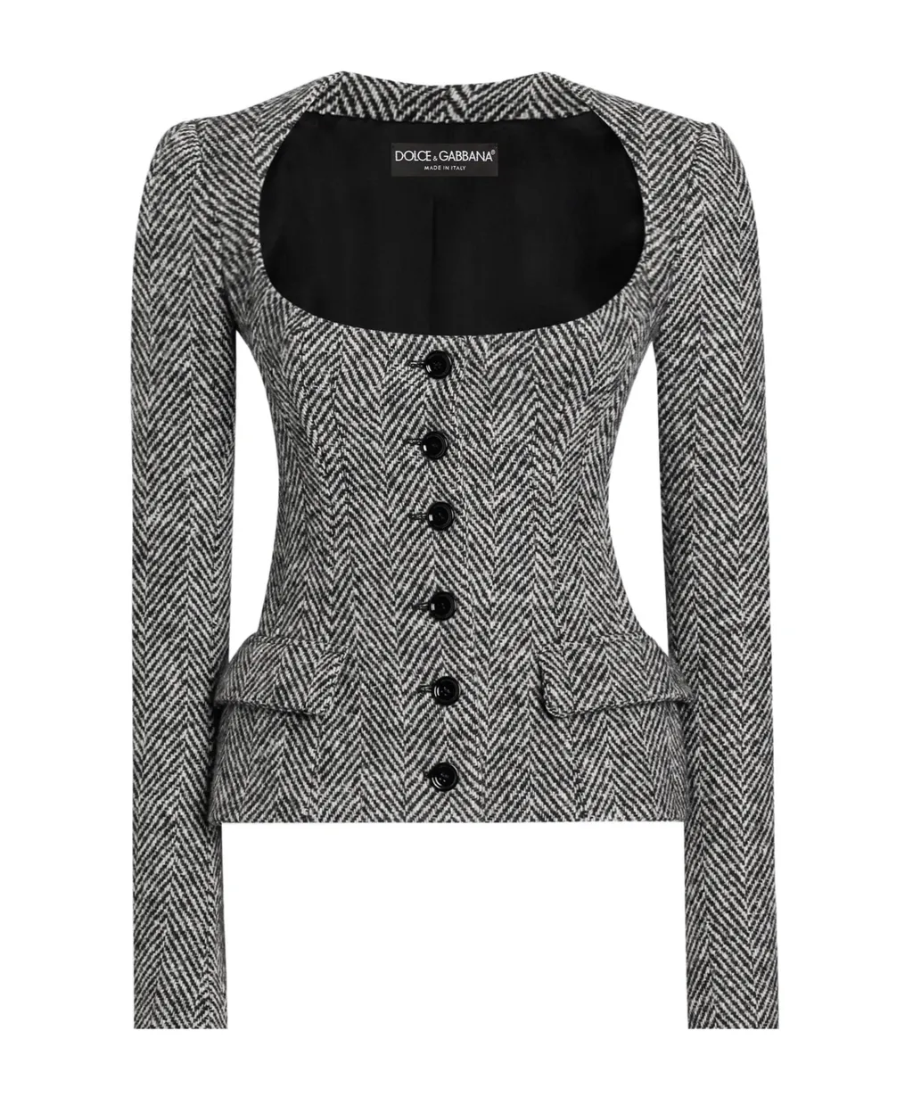 Herringbone-Pattern Jacket