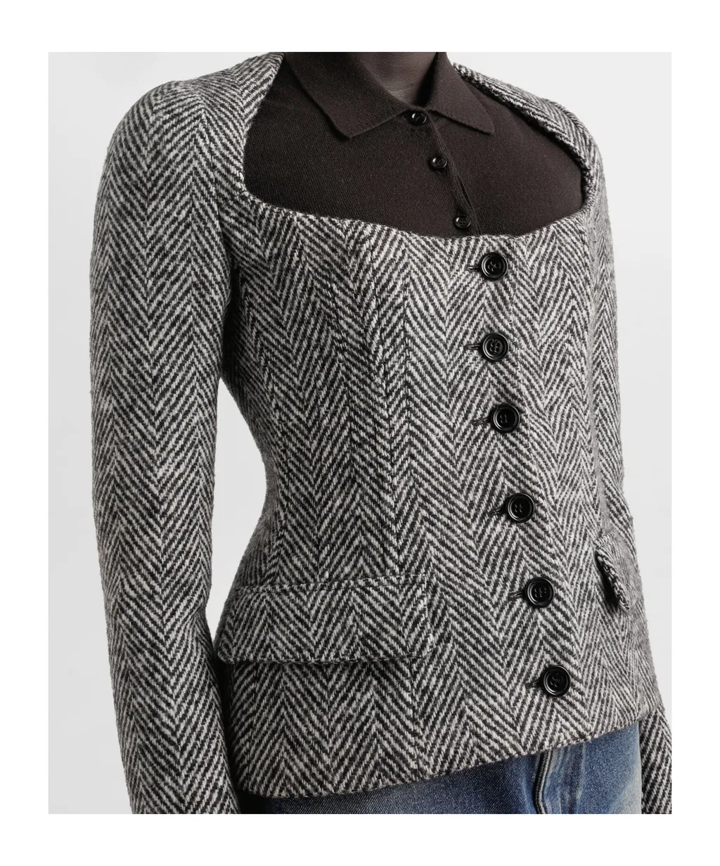 Herringbone-Pattern Jacket