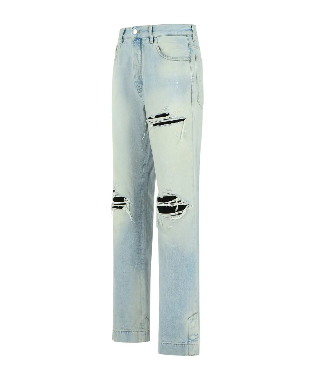 Amiri Distressed Straight-Leg Jeans