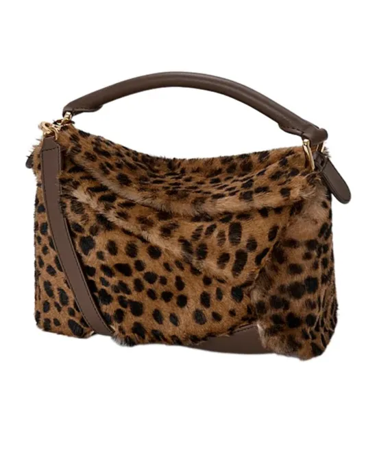 Loewe Leopard Printed Small Puzzle Edge Tote Bag