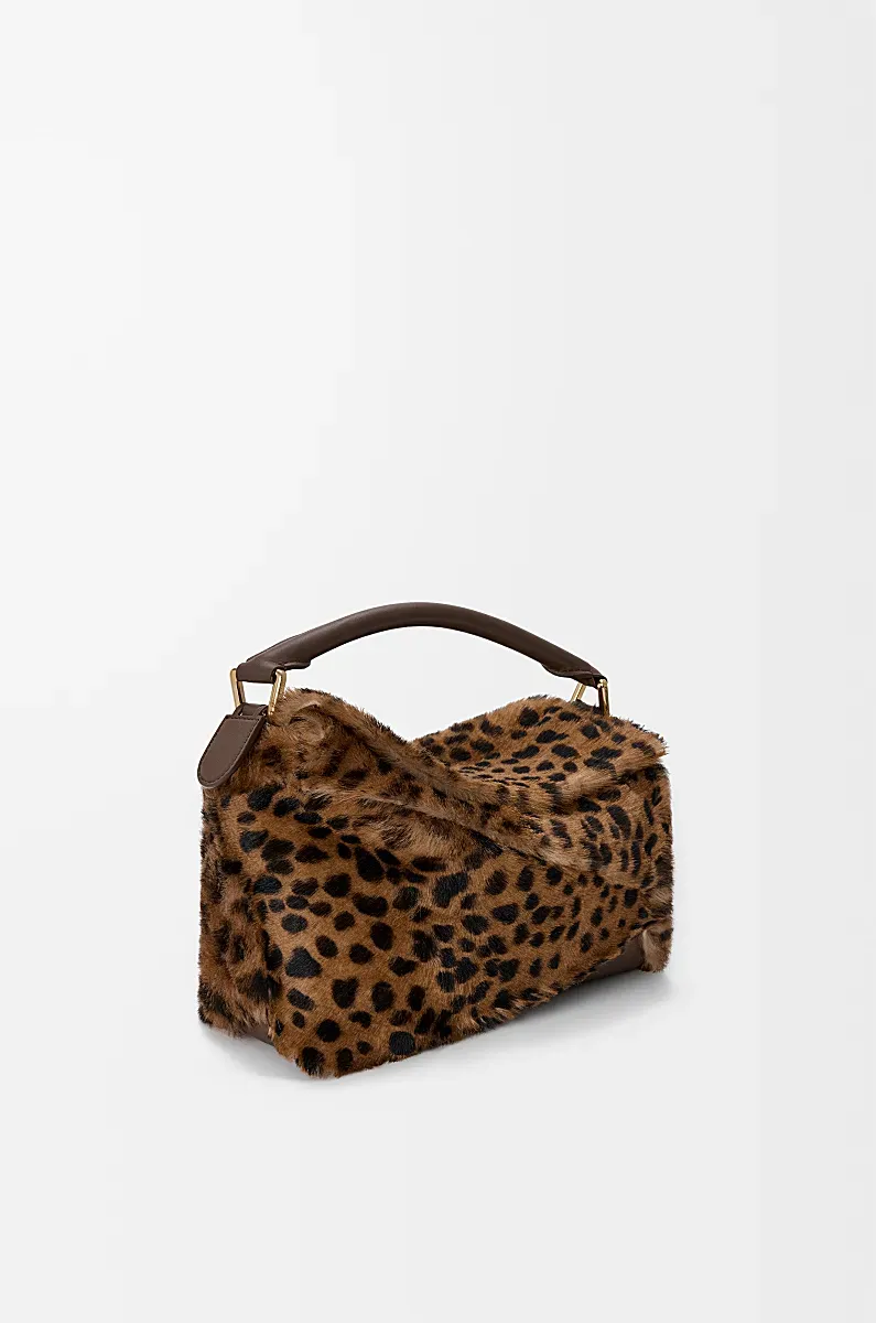 Loewe Leopard Printed Small Puzzle Edge Tote Bag