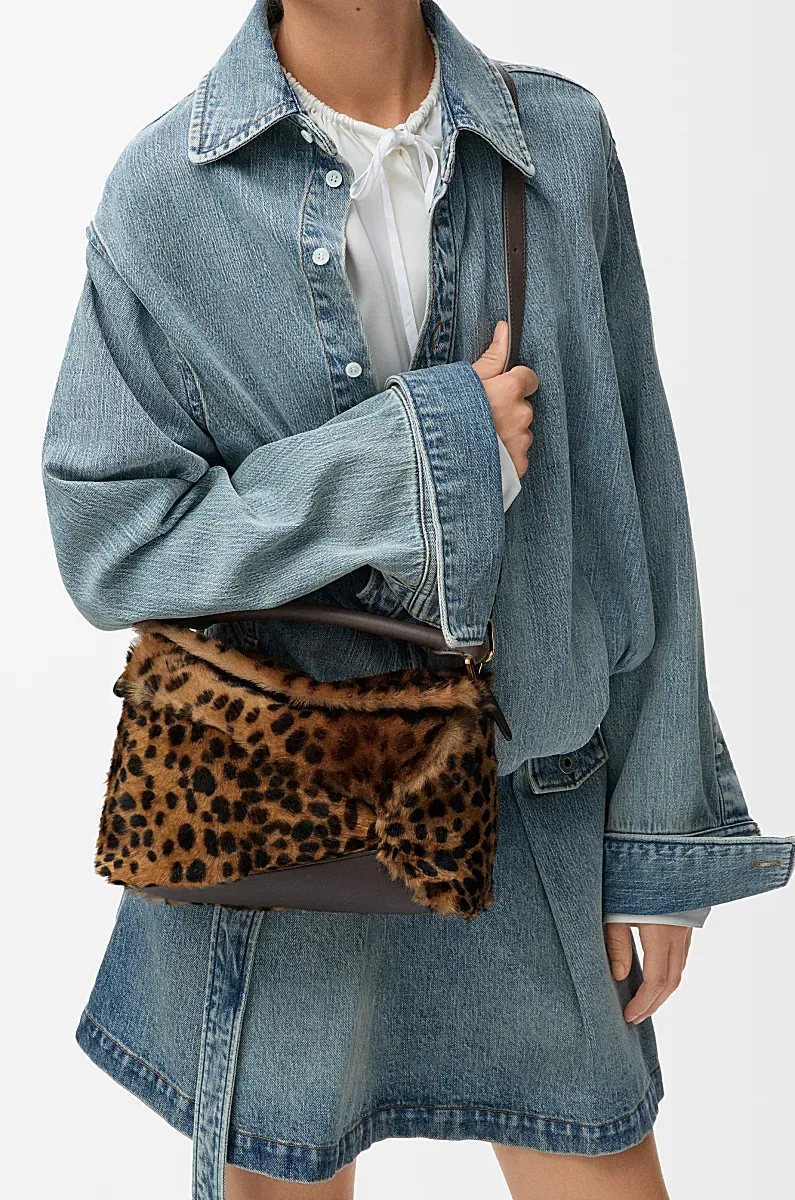 Loewe Leopard Printed Small Puzzle Edge Tote Bag