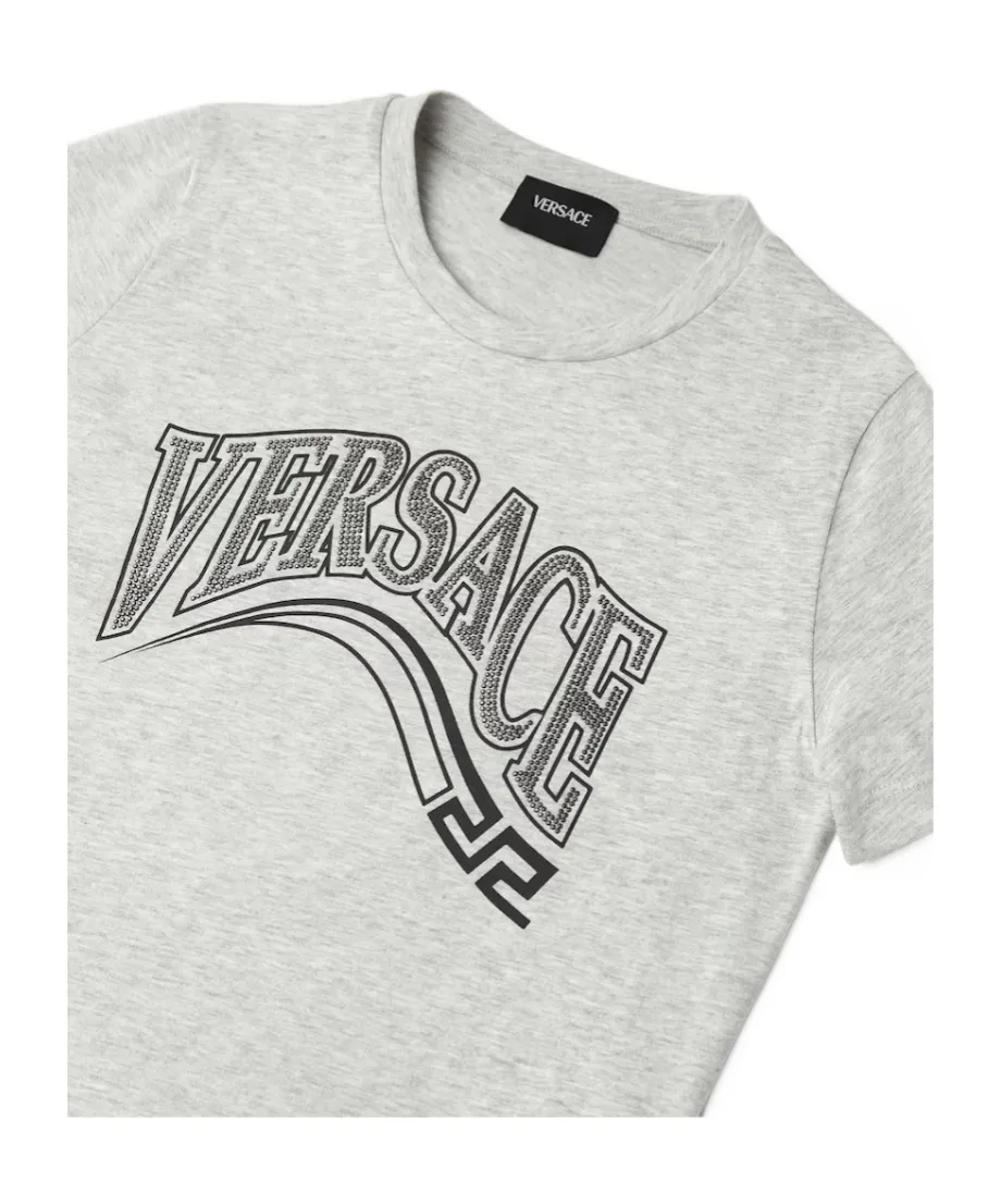 Versace Kids Embellished Printed Jersey T-Shirt