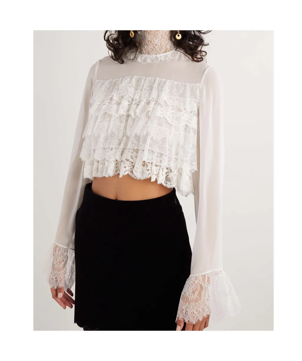 Long-Sleeved Lace Shirt