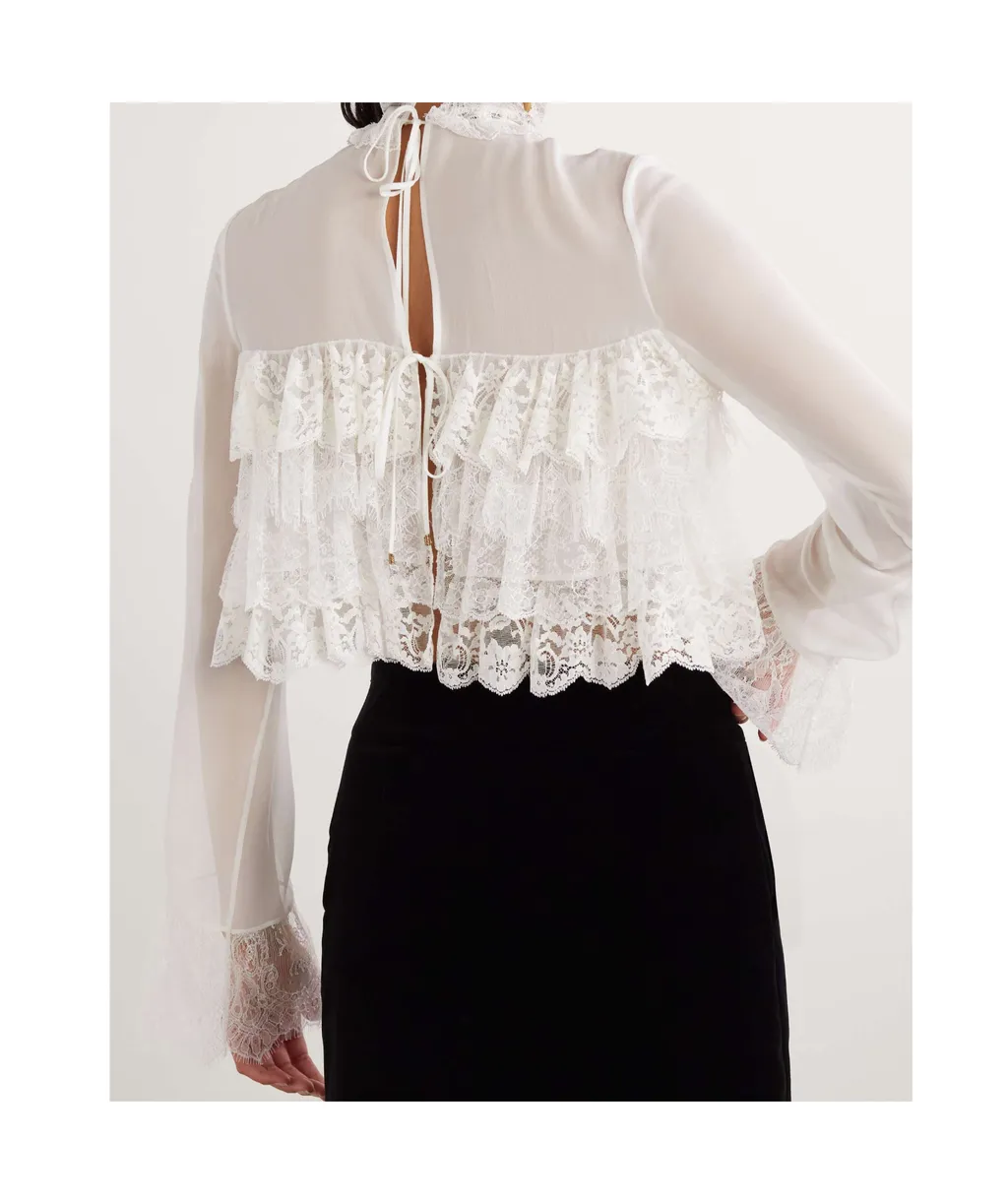 Long-Sleeved Lace Shirt