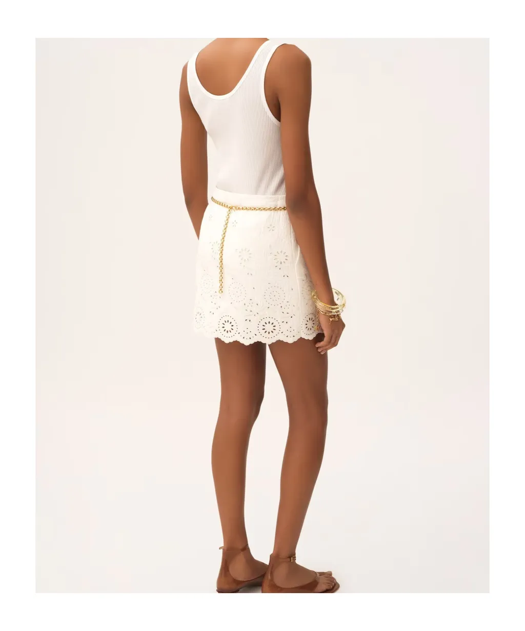 Scalloped Mini Skirt In A Cotton Mix