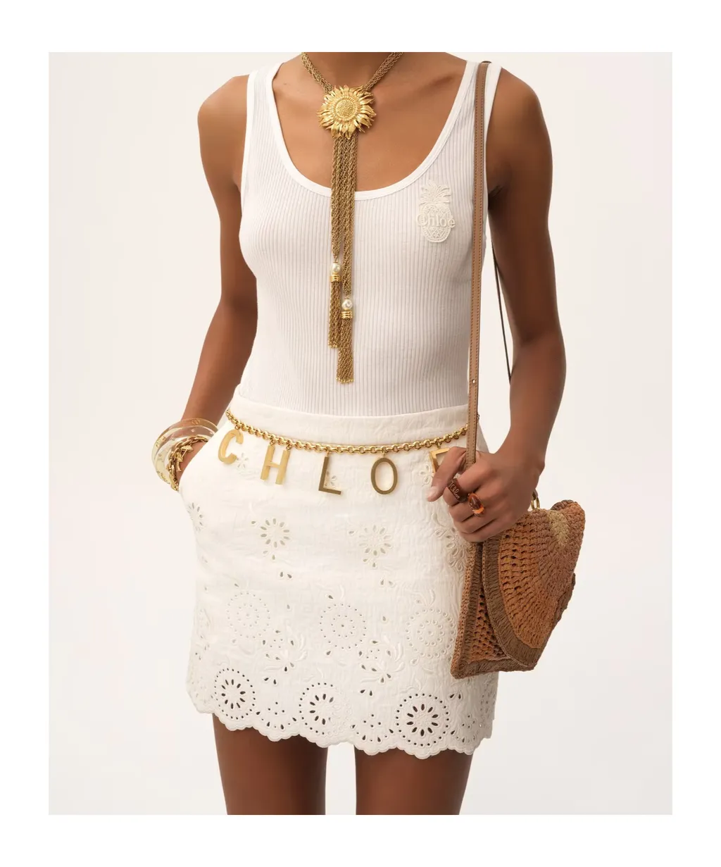 Scalloped Mini Skirt In A Cotton Mix