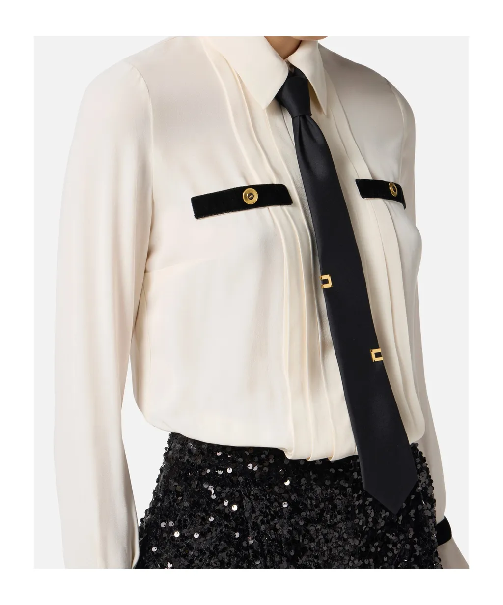 Sequin-Embellished Tie-Neck Playsuit