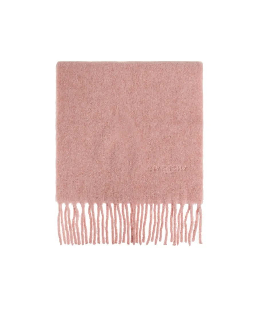 Givenchy Logo Embroidered Fringed Scarf