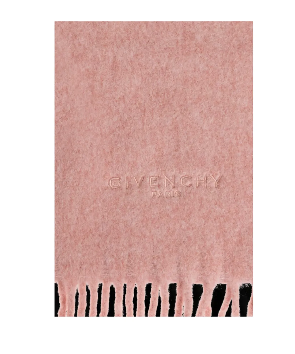Givenchy Logo Embroidered Fringed Scarf