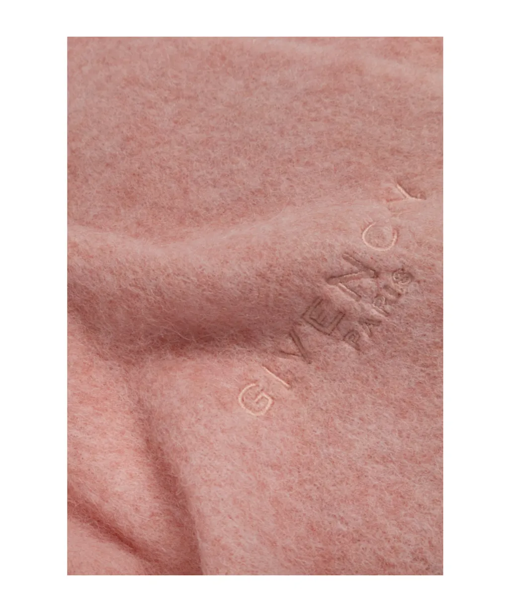 Givenchy Logo Embroidered Fringed Scarf