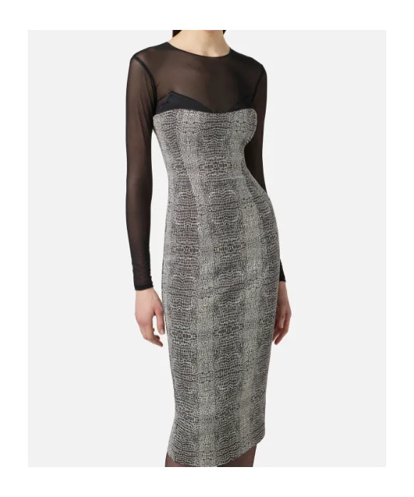 Elisabetta Franchi Printed Tulle Dress