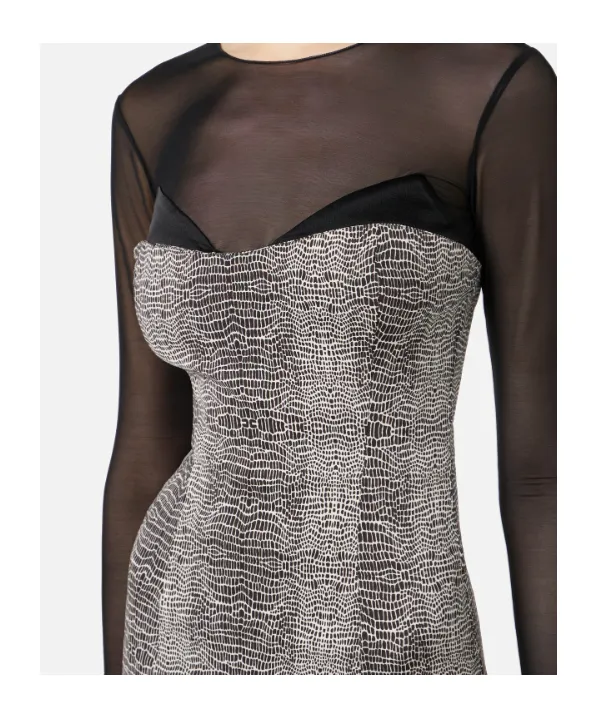 Elisabetta Franchi Printed Tulle Dress