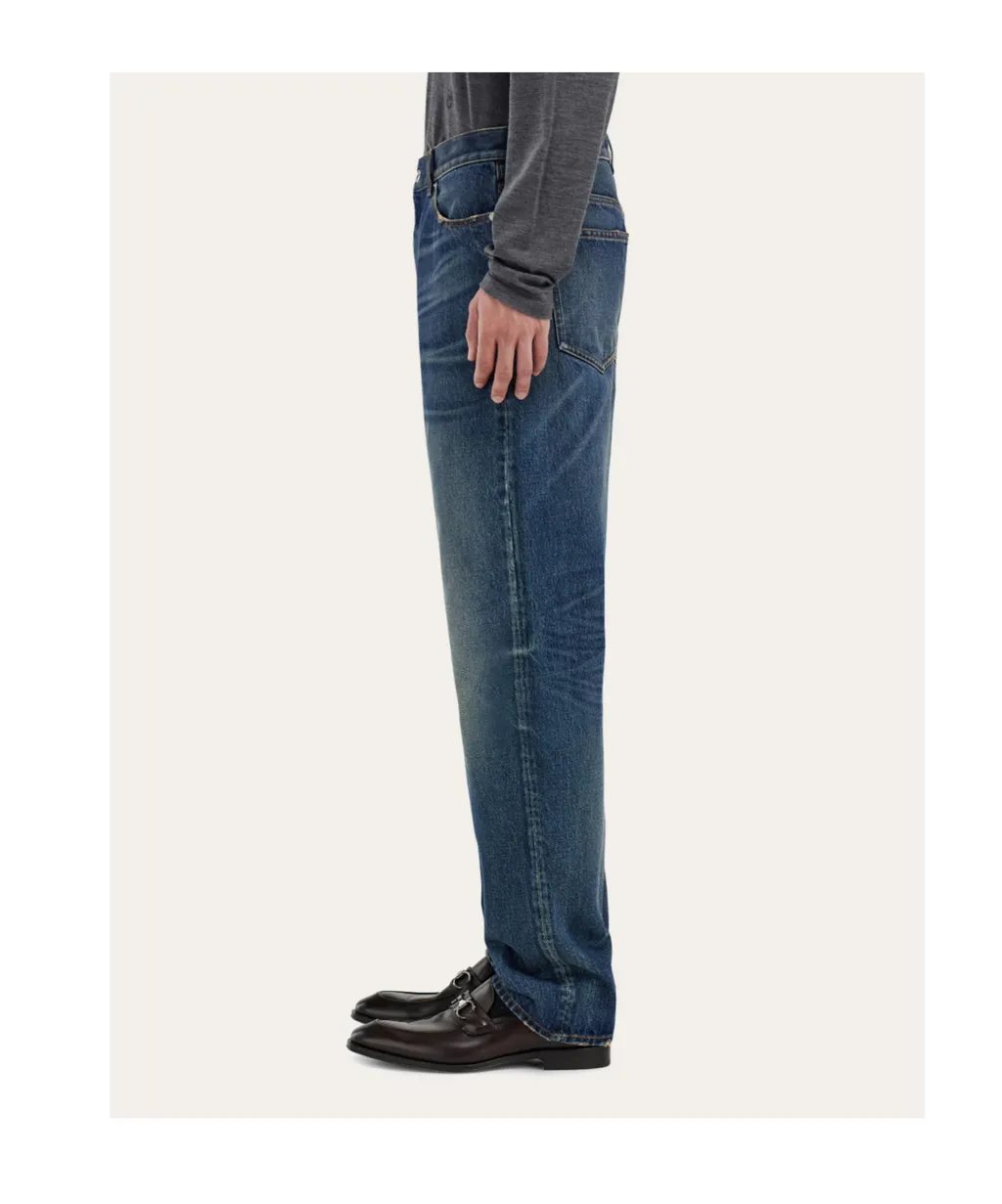 Ferragamo Logo-Patch Straight Leg Jeans