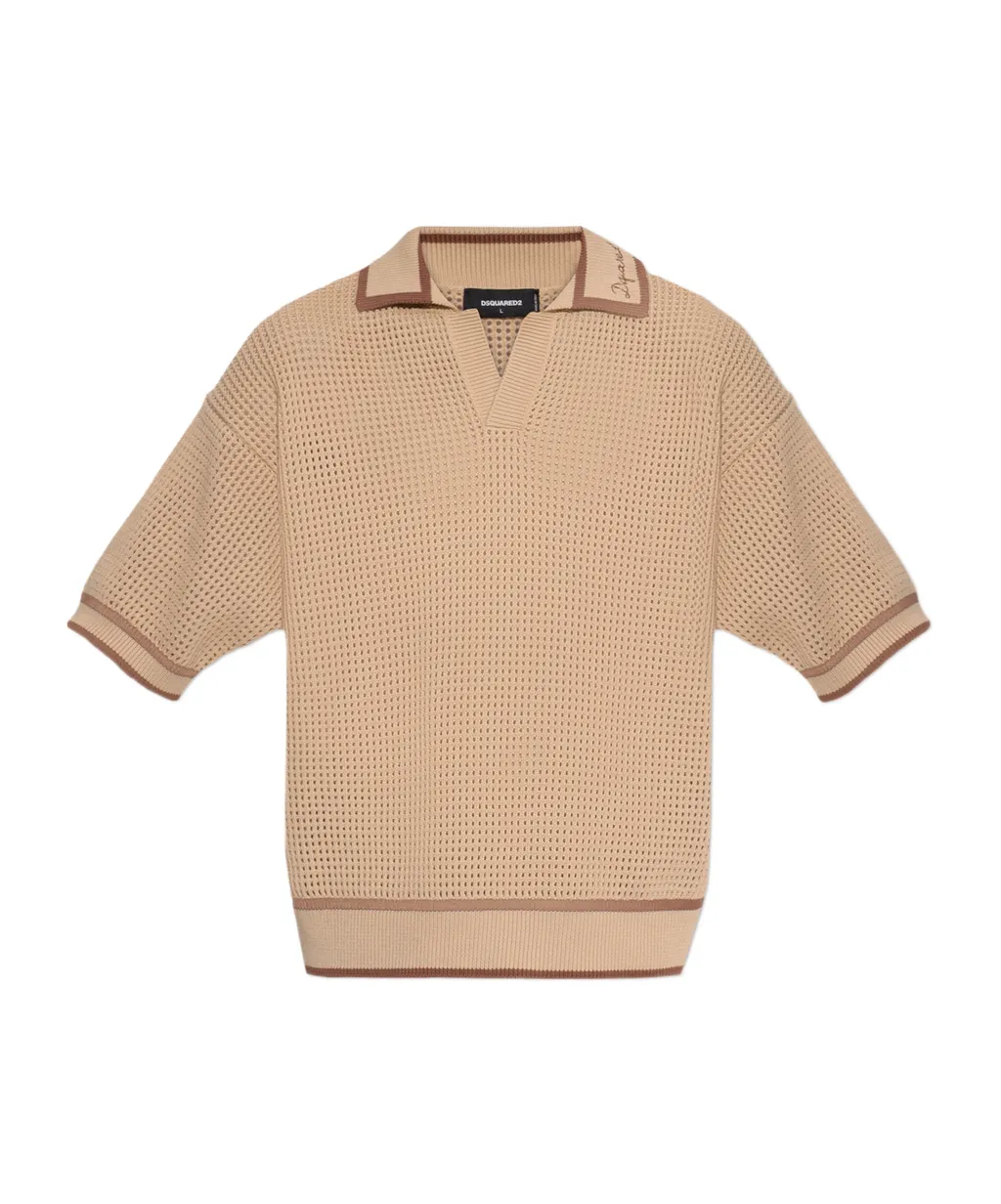Dsquared2 Open Work Knitted Polo