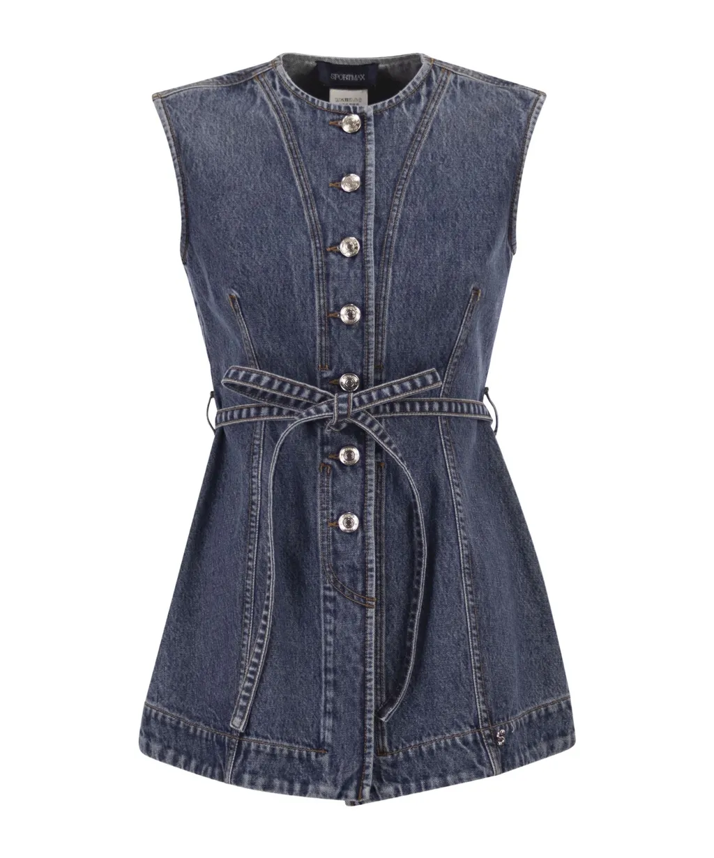 Sportmax Spddominio Denim Sleeveless Top