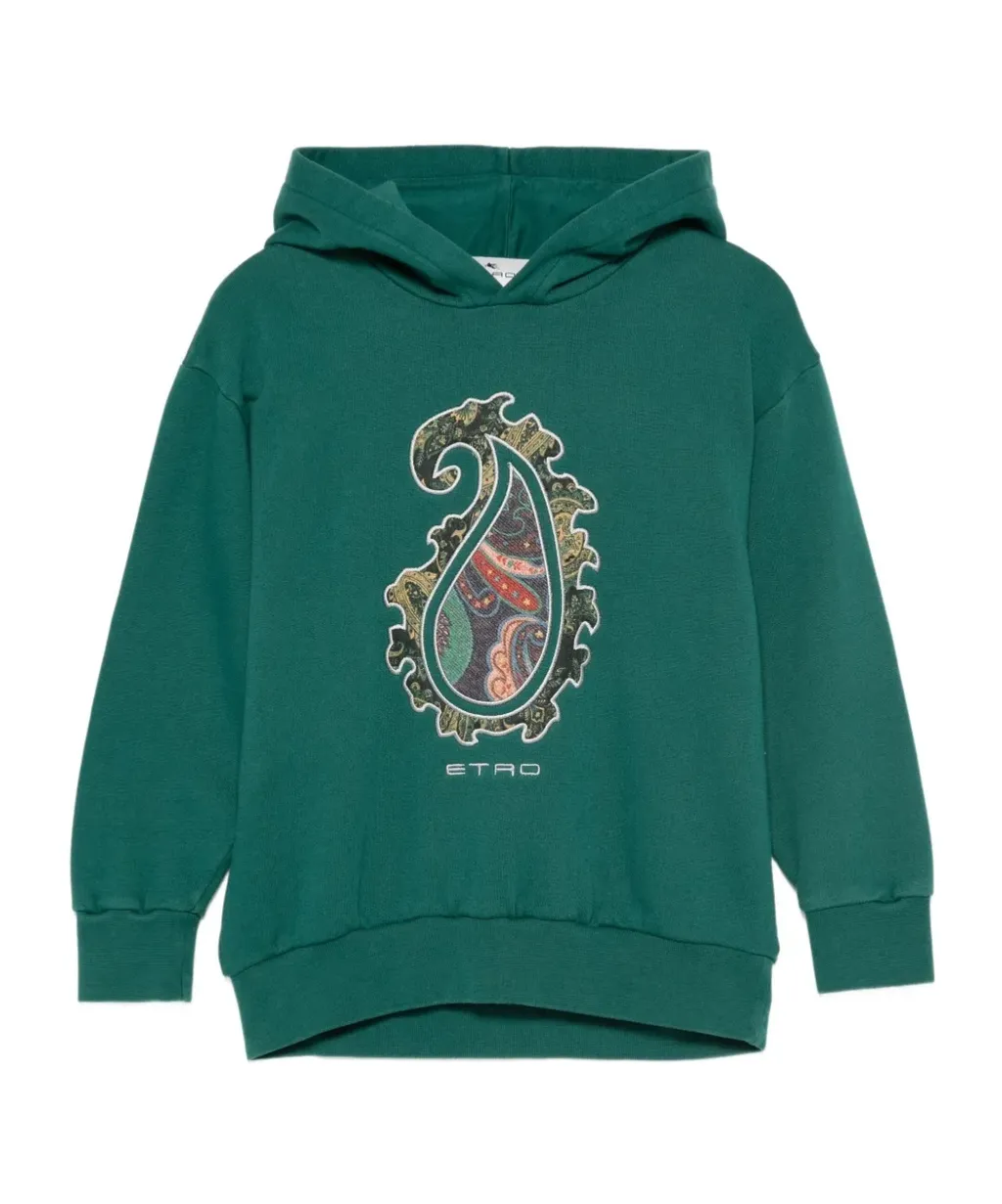 Paisley-Motif Hooded Sweatshirt