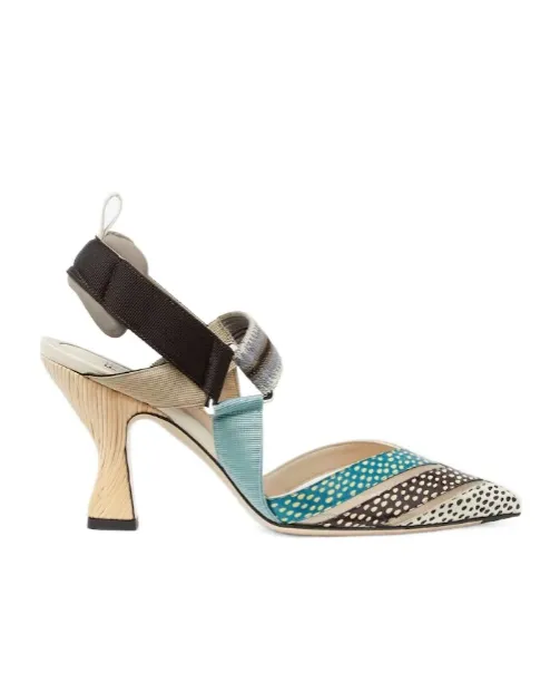 Fendi Colibr Printed High-Heel Slingback Pumps