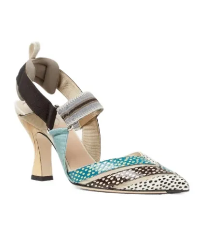 Fendi Colibr Printed High-Heel Slingback Pumps