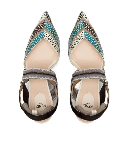 Fendi Colibr Printed High-Heel Slingback Pumps