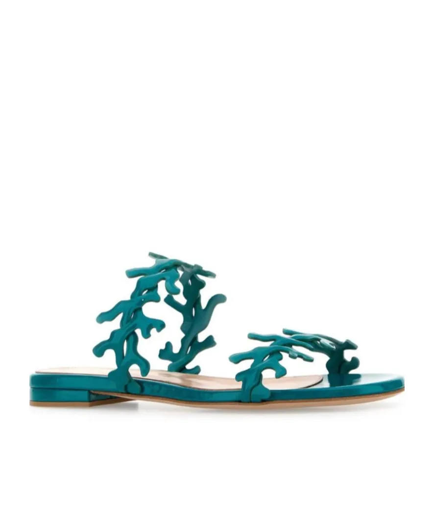 Gianvito Rossi Ocean Coral Embellished Slip-On Sandals