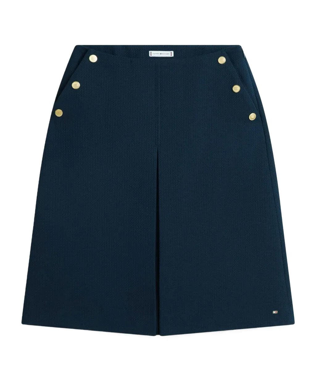 Buttoned Midi A-Line Skirt