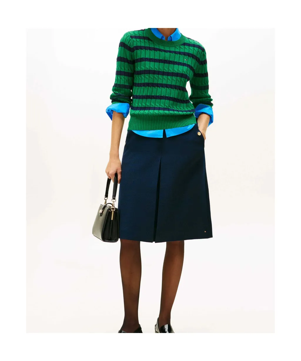 Buttoned Midi A-Line Skirt